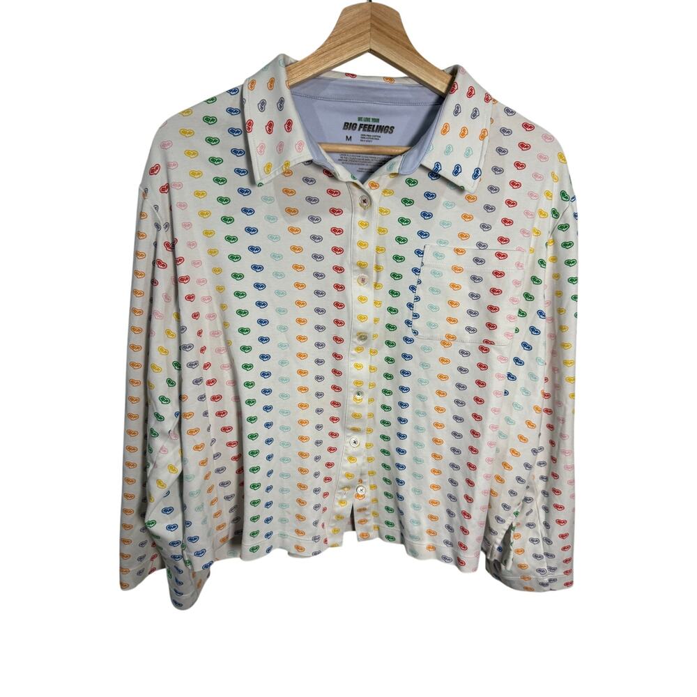 Alice + Olivia Big Feelings Heart Pajama Top Boxy Medium